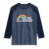 More Pride Less Prejudice Raglan Shirt Pride Month LGBTQ