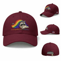 More Pride Less Prejudice Baseball Cap LGBT Raccoon Book Lover