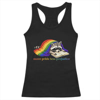 More Pride Less Prejudice Racerback Tank Top LGBT Raccoon Book Lover