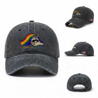 More Pride Less Prejudice Washed Cotton Baseball Cap LGBT Raccoon Book Lover