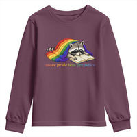 More Pride Less Prejudice Youth Sweatshirt LGBT Raccoon Book Lover