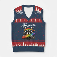 Faguette LGBTQ V-Neck Knit Sweater Vest Funny Pride Raccoon Rainbow