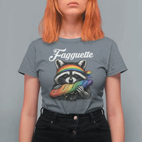 Faguette LGBTQ T Shirt For Women Funny Pride Raccoon Rainbow