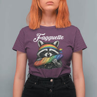 Faguette LGBTQ T Shirt For Women Funny Pride Raccoon Rainbow