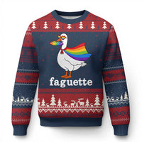 Faguette LGBTQ Ugly Christmas Sweater Funny Pride Goose Rainbow