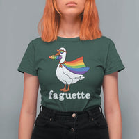 Faguette LGBTQ T Shirt For Women Funny Pride Goose Rainbow