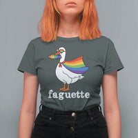 Faguette LGBTQ T Shirt For Women Funny Pride Goose Rainbow
