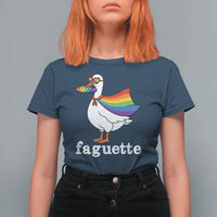 Faguette LGBTQ T Shirt For Women Funny Pride Goose Rainbow