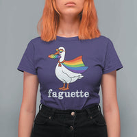 Faguette LGBTQ T Shirt For Women Funny Pride Goose Rainbow