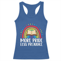 More Pride Less Prejudice Racerback Tank Top LGBTQ Pride Month Book Lover