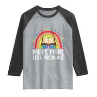 More Pride Less Prejudice Raglan Shirt LGBTQ Pride Month Book Lover