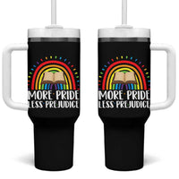 More Pride Less Prejudice Tumbler With Handle LGBTQ Pride Month Book Lover