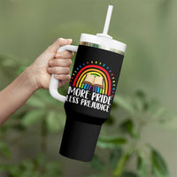 More Pride Less Prejudice Tumbler With Handle LGBTQ Pride Month Book Lover