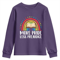 More Pride Less Prejudice Youth Sweatshirt LGBTQ Pride Month Book Lover