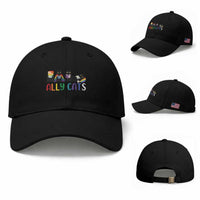 Rainbow Pride Ally Cats Baseball Cap LGBTQ Inclusion Cat Lover Gift