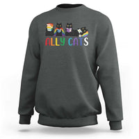 Rainbow Pride Ally Cats Sweatshirt LGBTQ Inclusion Cat Lover Gift