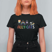 Rainbow Pride Ally Cats T Shirt For Women LGBTQ Inclusion Cat Lover Gift