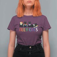 Rainbow Pride Ally Cats T Shirt For Women LGBTQ Inclusion Cat Lover Gift