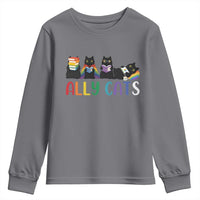 Rainbow Pride Ally Cats Youth Sweatshirt LGBTQ Inclusion Cat Lover Gift