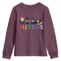 Rainbow Pride Ally Cats Youth Sweatshirt LGBTQ Inclusion Cat Lover Gift