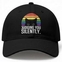 Rainbow Black Cat LGBT Pride Baseball Cap Judging You Silently