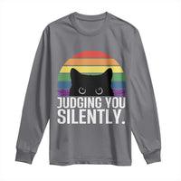 Rainbow Black Cat LGBT Pride Long Sleeve Shirt Judging You Silently