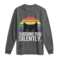 Rainbow Black Cat LGBT Pride Long Sleeve Shirt Judging You Silently