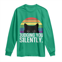 Rainbow Black Cat LGBT Pride Long Sleeve Shirt Judging You Silently