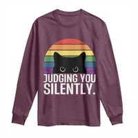 Rainbow Black Cat LGBT Pride Long Sleeve Shirt Judging You Silently