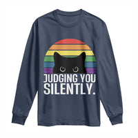 Rainbow Black Cat LGBT Pride Long Sleeve Shirt Judging You Silently