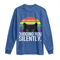 Rainbow Black Cat LGBT Pride Long Sleeve Shirt Judging You Silently