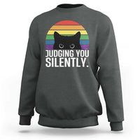 Rainbow Black Cat LGBT Pride Sweatshirt Judging You Silently