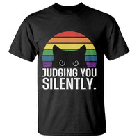 Rainbow Black Cat LGBT Pride T Shirt Judging You Silently