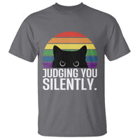 Rainbow Black Cat LGBT Pride T Shirt Judging You Silently