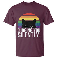Rainbow Black Cat LGBT Pride T Shirt Judging You Silently