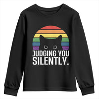Rainbow Black Cat LGBT Pride Youth Sweatshirt Judging You Silently