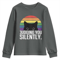 Rainbow Black Cat LGBT Pride Youth Sweatshirt Judging You Silently