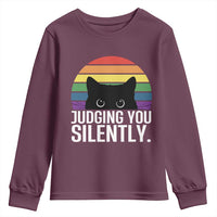 Rainbow Black Cat LGBT Pride Youth Sweatshirt Judging You Silently