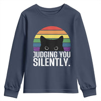 Rainbow Black Cat LGBT Pride Youth Sweatshirt Judging You Silently