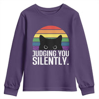 Rainbow Black Cat LGBT Pride Youth Sweatshirt Judging You Silently