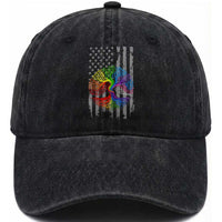 Tree of Life Rainbow LGBTQ Pride Washed Cotton Baseball Cap American Flag Gift
