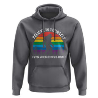 Retro Rainbow Bigfoot Hoodie Believe In Yourself Even When Others Don't
