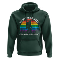 Retro Rainbow Bigfoot Hoodie Believe In Yourself Even When Others Don't