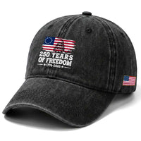 250 Years Of Freedom Washed Cotton Baseball Cap Gadsden Flag American Patriot US