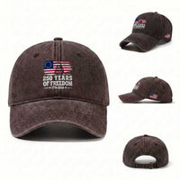 250 Years Of Freedom Washed Cotton Baseball Cap Gadsden Flag American Patriot US