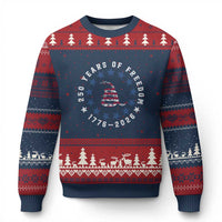 250 Years Of Freedom Ugly Christmas Sweater Gadsden Betty Ross Flag Ring of Stars American Patriot US
