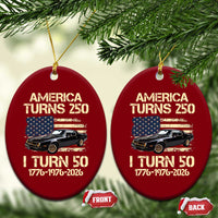 America Turns 250 I Turn 50 1976 50th Birthday Ceramic Ornament Retro 70s Muscle Car Lover