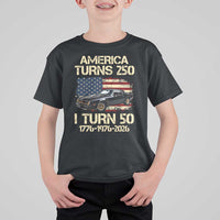 America Turns 250 I Turn 50 1976 50th Birthday T Shirt For Kid Retro 70s Muscle Car Lover