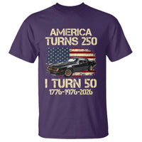 America Turns 250 I Turn 50 1976 50th Birthday T Shirt Retro 70s Muscle Car Lover