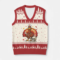 Funny Thanksgiving Nurse Turkey V-Neck Knit Sweater Vest Fall RN - Wonder Print Shop